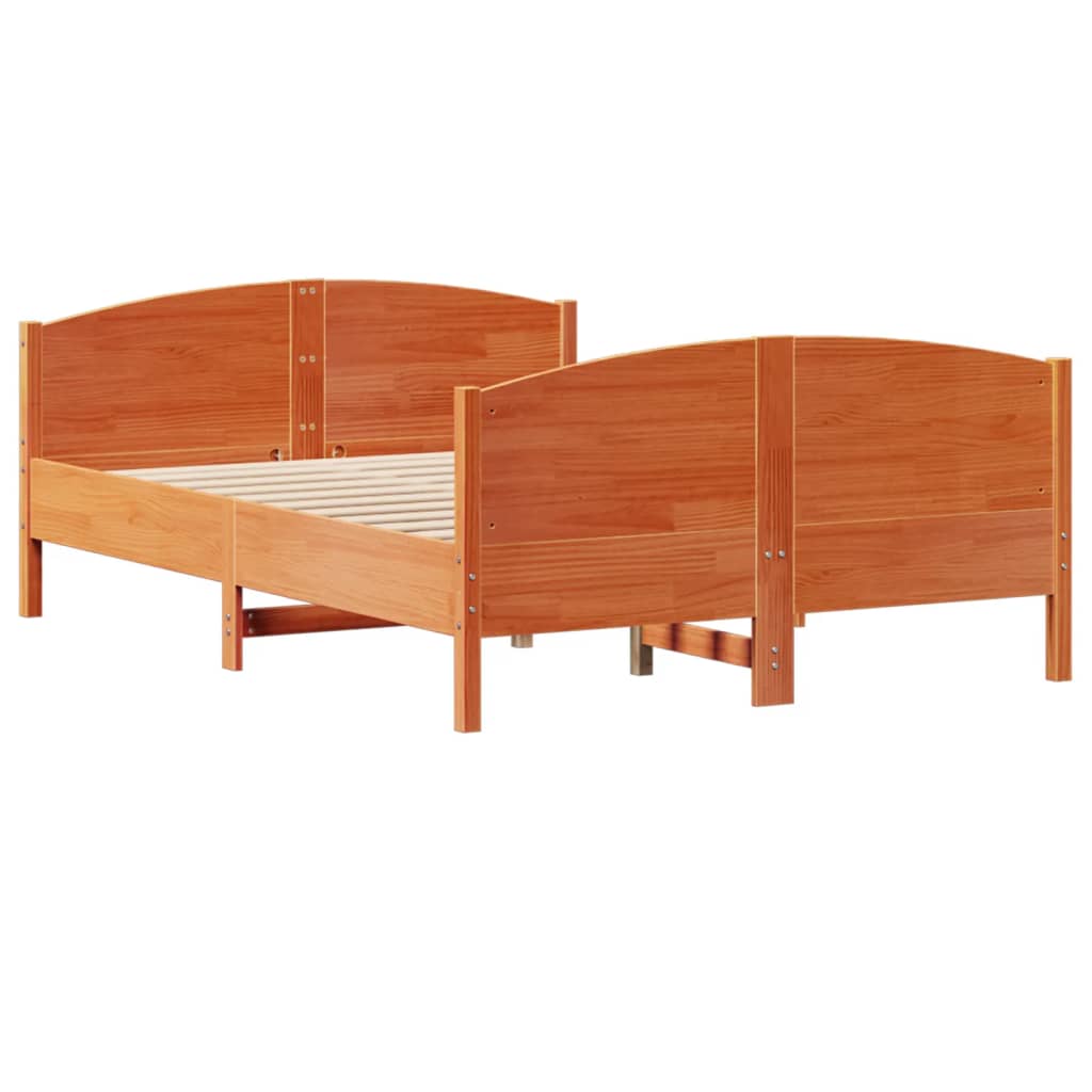 Cadre de lit sans matelas cire marron 150x200cm bois pin massif