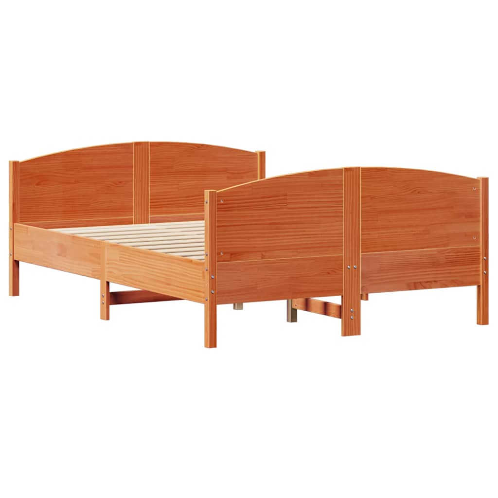 Cadre de lit sans matelas cire marron 150x200cm bois pin massif