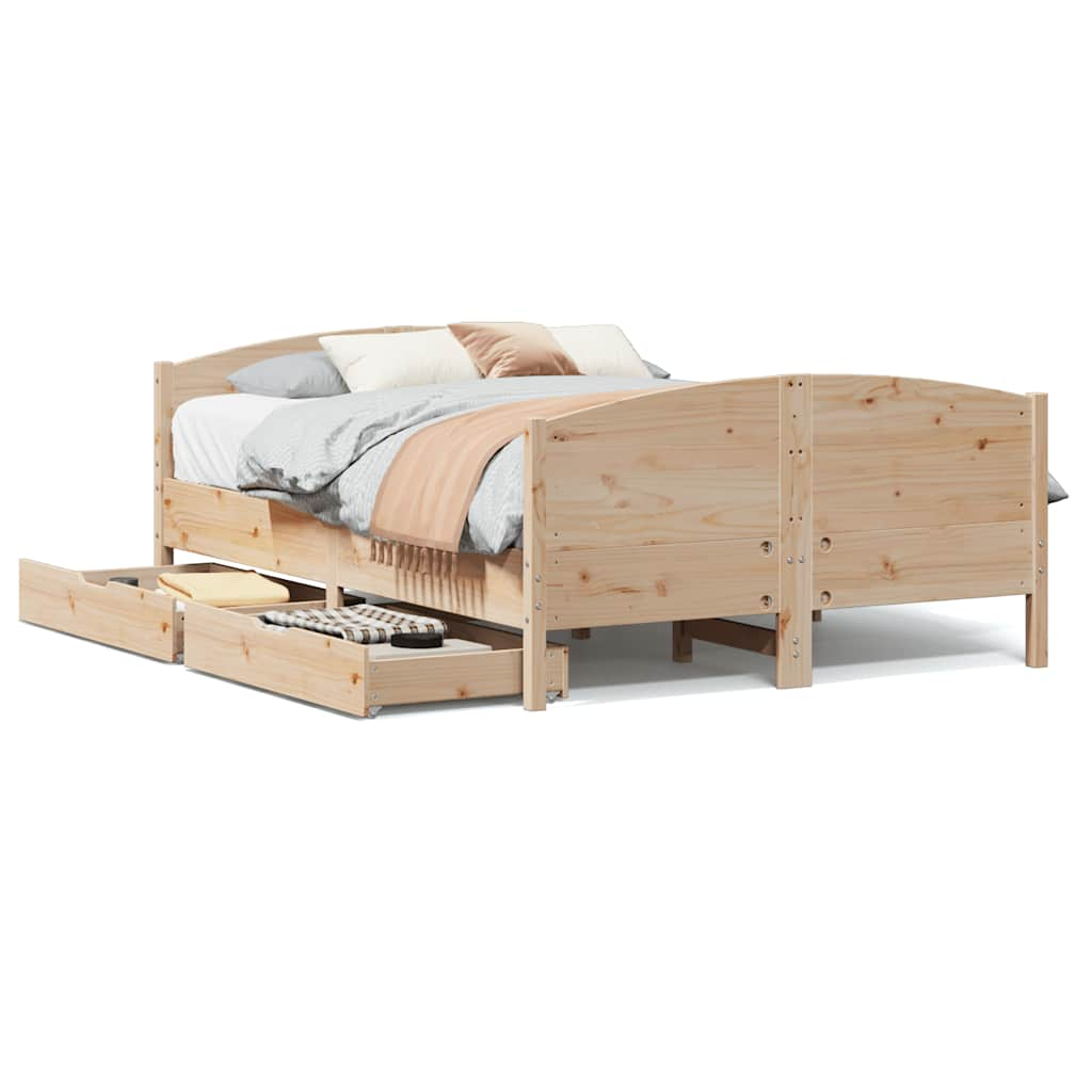 Cadre de lit sans matelas 140x200 cm bois massif de pin