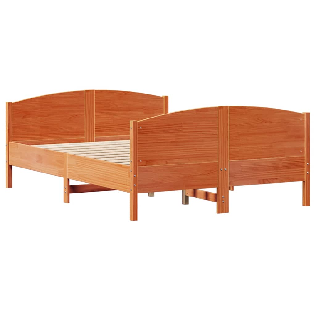 Cadre de lit sans matelas cire marron 120x200cm bois pin massif