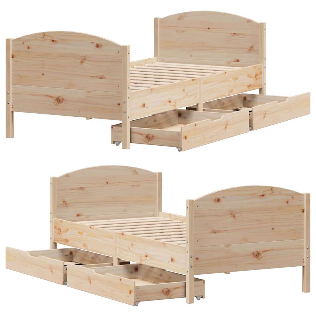 Cadre de lit sans matelas 100x200 cm bois massif de pin