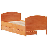 Cadre de lit sans matelas cire marron 100x200cm bois pin massif