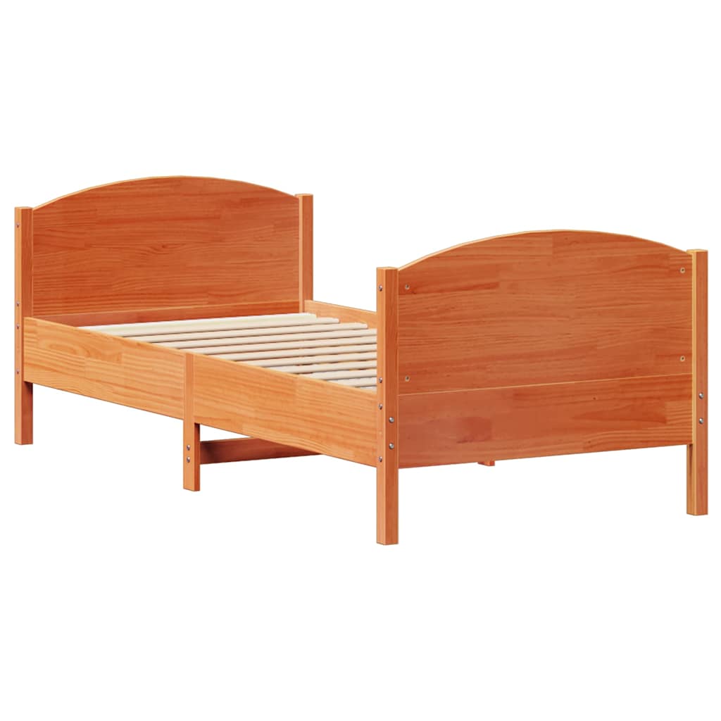 Cadre de lit sans matelas cire marron 100x200cm bois pin massif