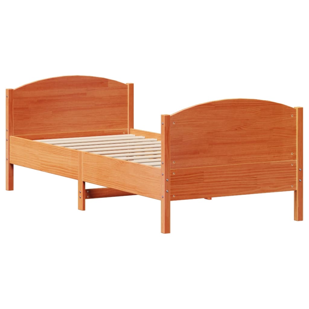 Cadre de lit sans matelas cire marron 90x190 cm bois pin massif