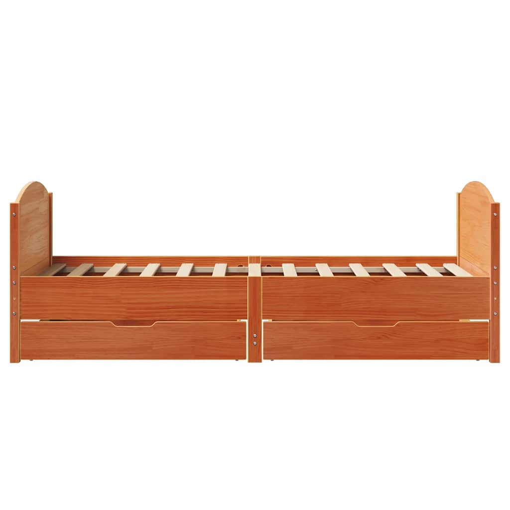 Cadre de lit sans matelas cire marron 90x190 cm bois pin massif