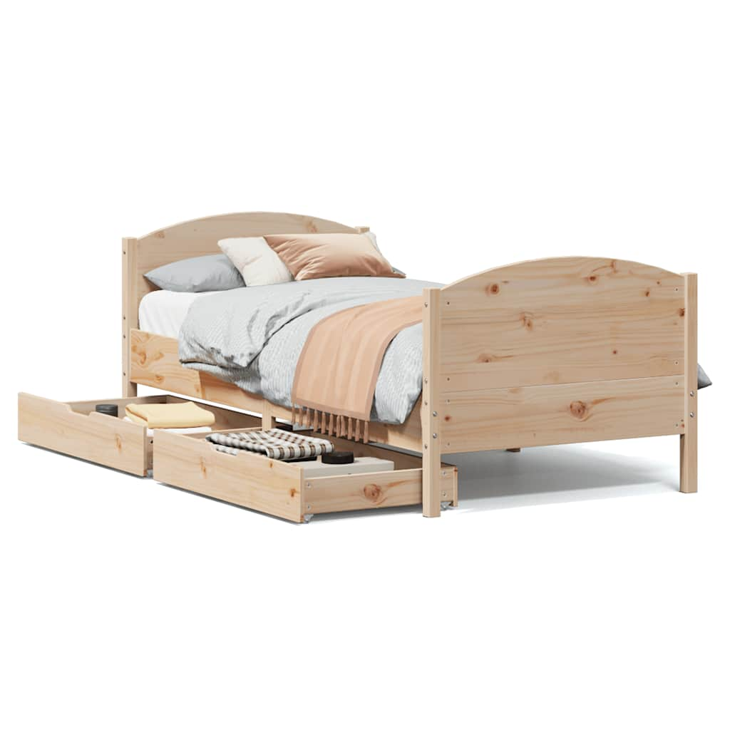 Cadre de lit sans matelas 75x190 cm bois de pin massif