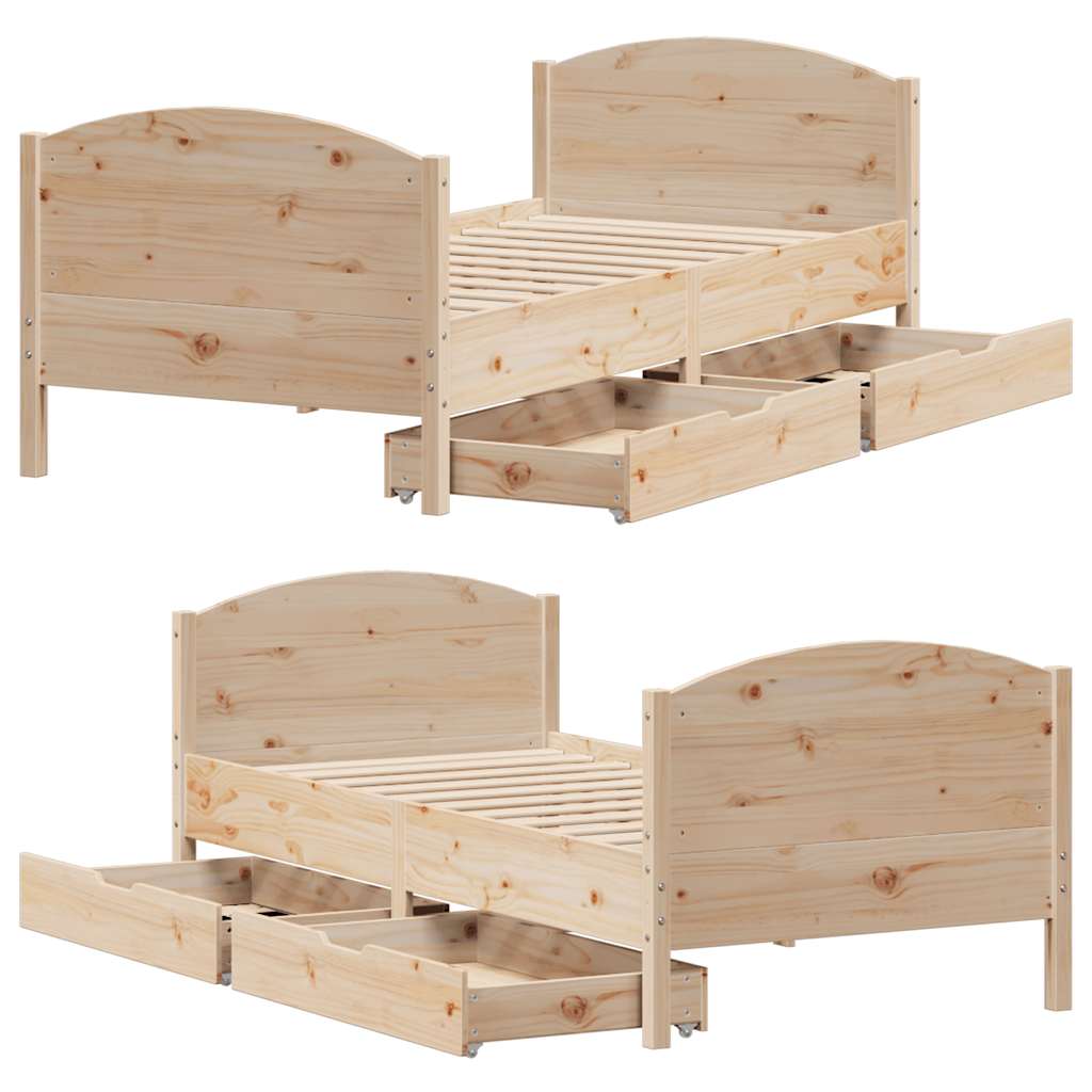 Cadre de lit sans matelas 75x190 cm bois de pin massif