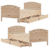 Cadre de lit sans matelas 75x190 cm bois de pin massif