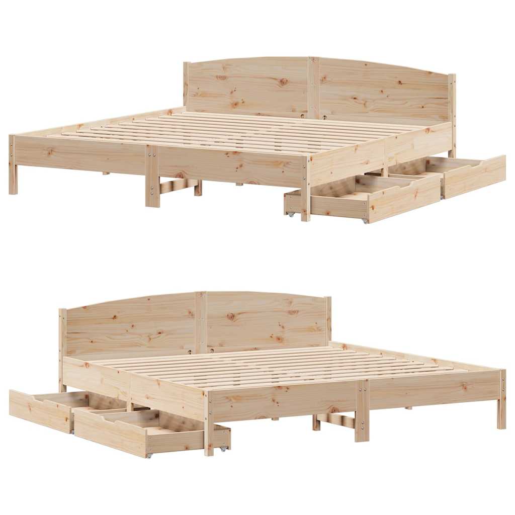 Bed frame without mattress 200x200 cm solid pine wood