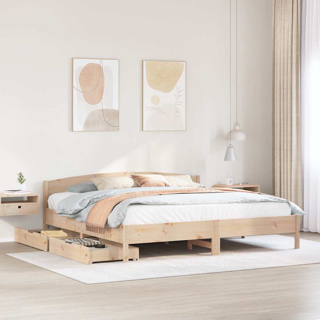 Bed frame without mattress 200x200 cm solid pine wood