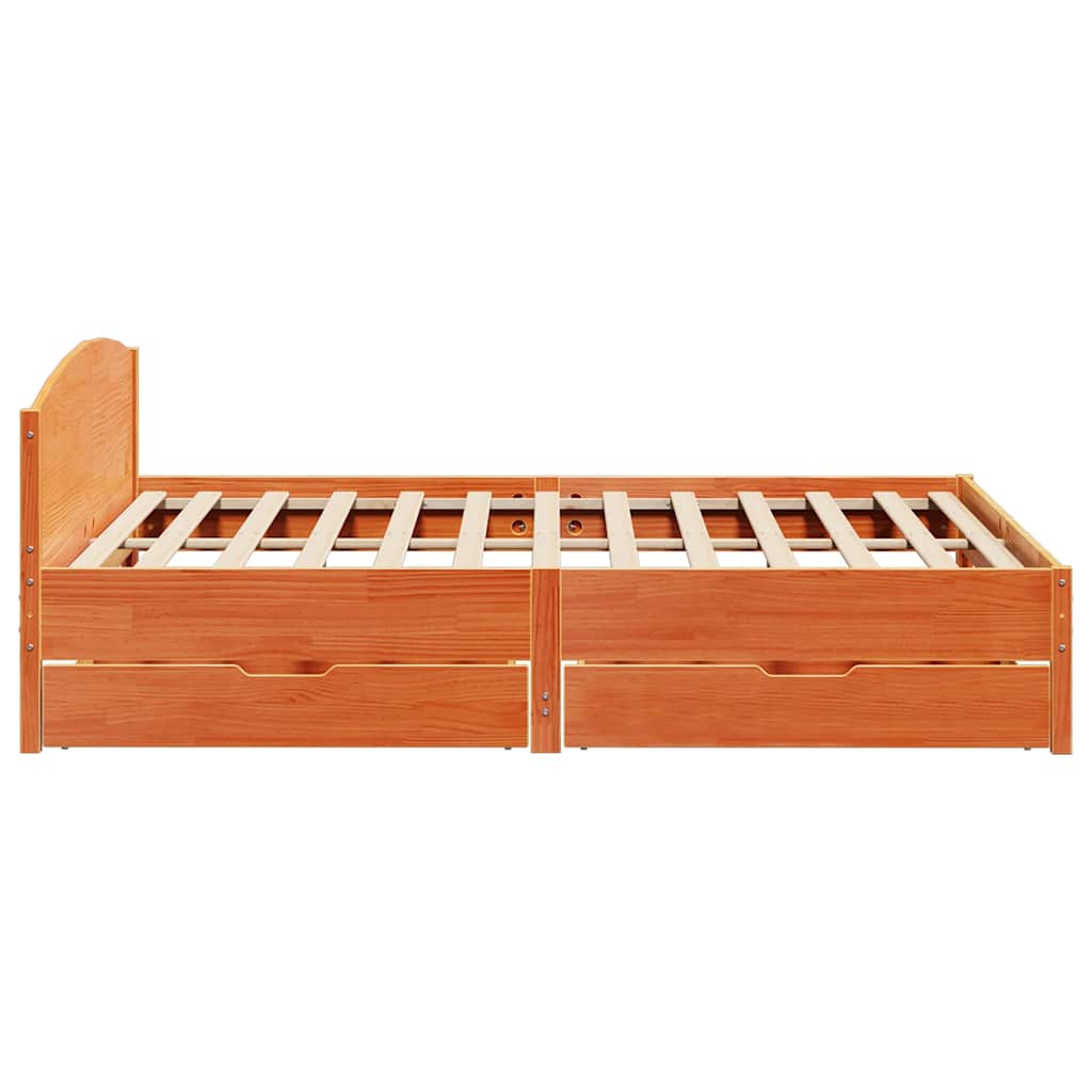 Cadre de lit sans matelas cire marron 200x200cm bois pin massif