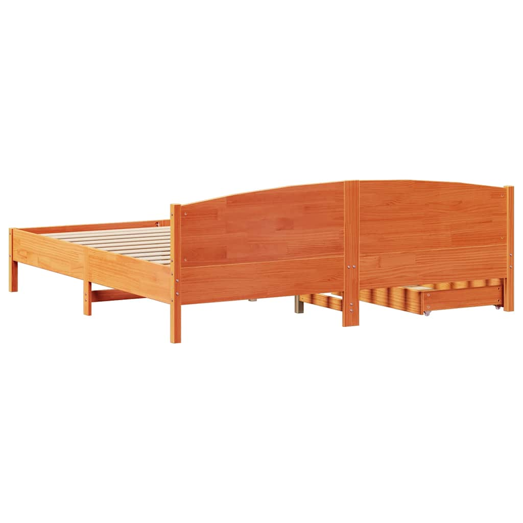 Cadre de lit sans matelas cire marron 200x200cm bois pin massif