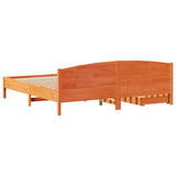 Cadre de lit sans matelas cire marron 200x200cm bois pin massif