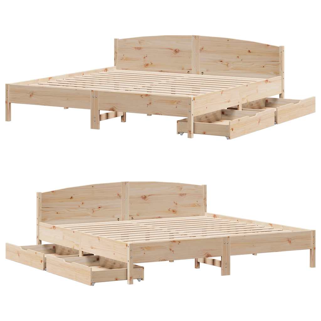 Bed frame without mattress 180x200 cm solid pine wood