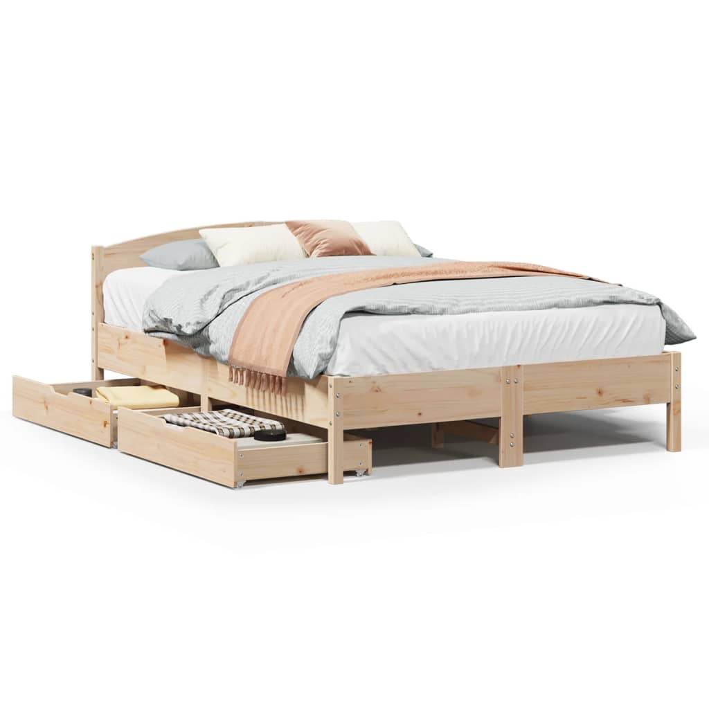 Bed frame without mattress 160x200 cm solid pine wood