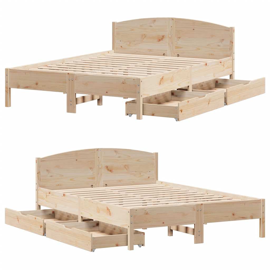 Bed frame without mattress 160x200 cm solid pine wood