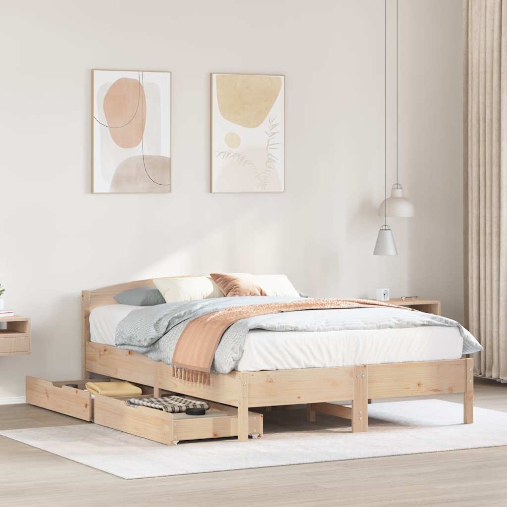 Bed frame without mattress 160x200 cm solid pine wood