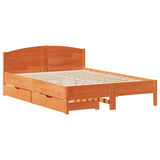 Cadre de lit sans matelas cire marron 160x200cm bois pin massif