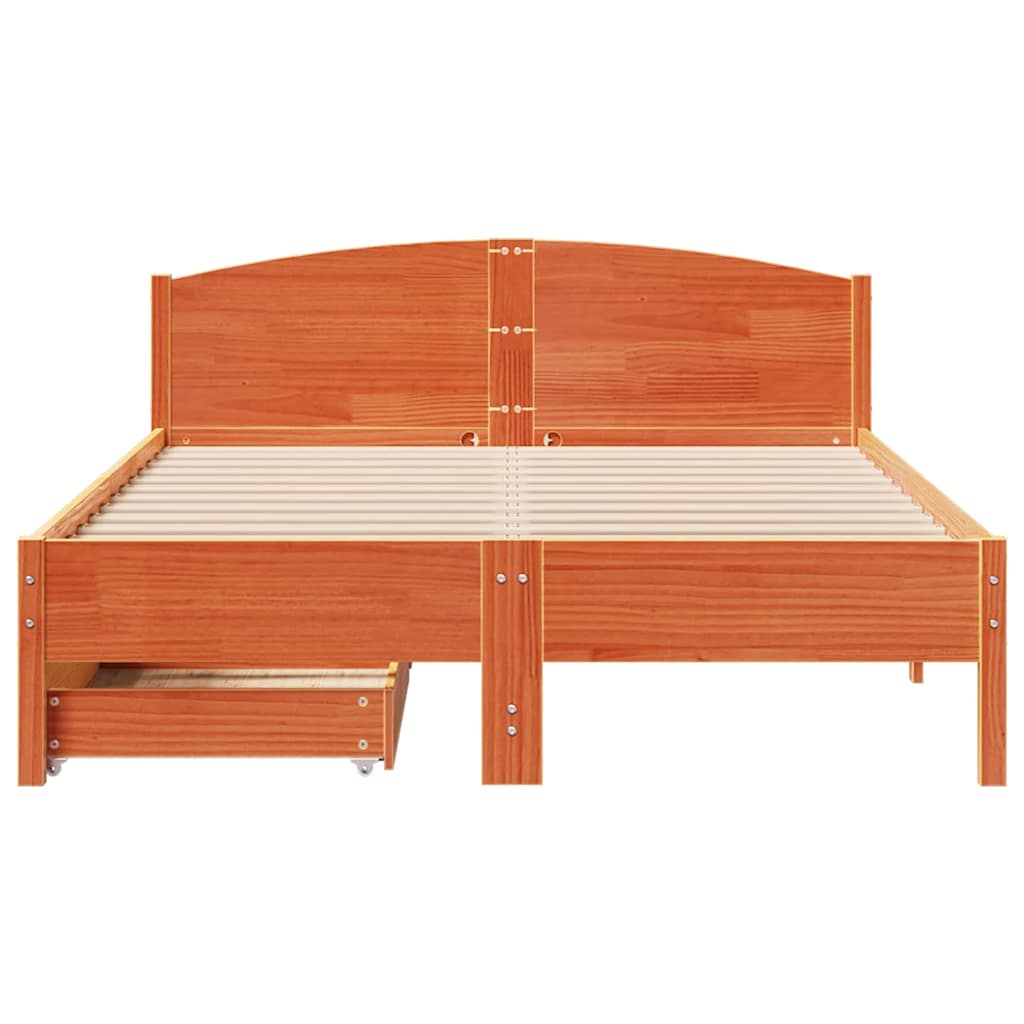 Cadre de lit sans matelas cire marron 160x200cm bois pin massif