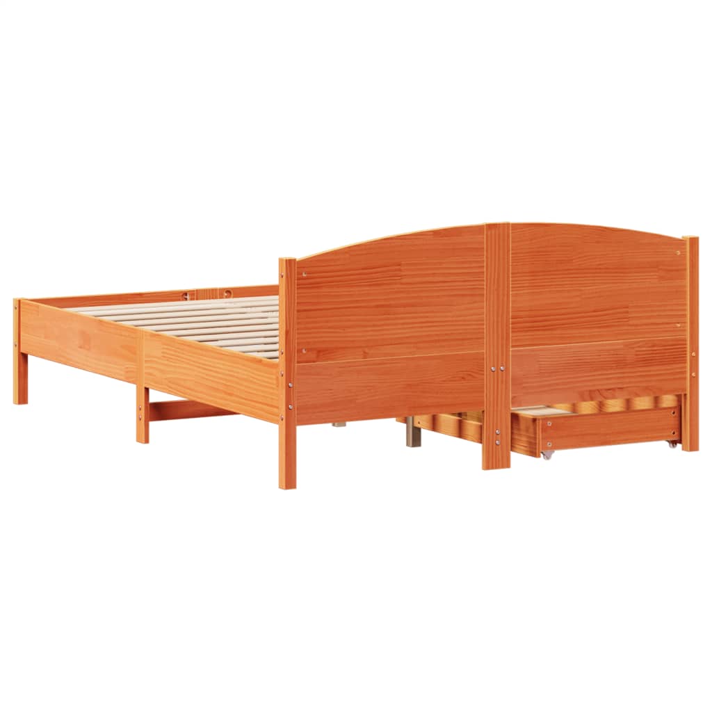 Cadre de lit sans matelas cire marron 120x200cm bois pin massif