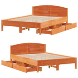 Cadre de lit sans matelas cire marron 120x200cm bois pin massif