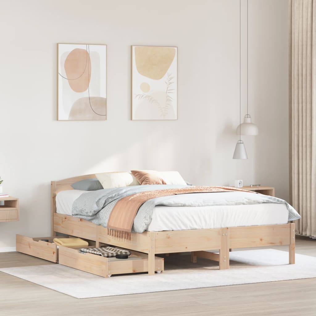 Cadre de lit sans matelas 140x190 cm bois de pin massif