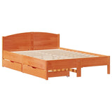 Cadre de lit sans matelas cire marron 140x190cm bois pin massif