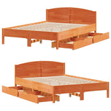 Cadre de lit sans matelas cire marron 140x190cm bois pin massif