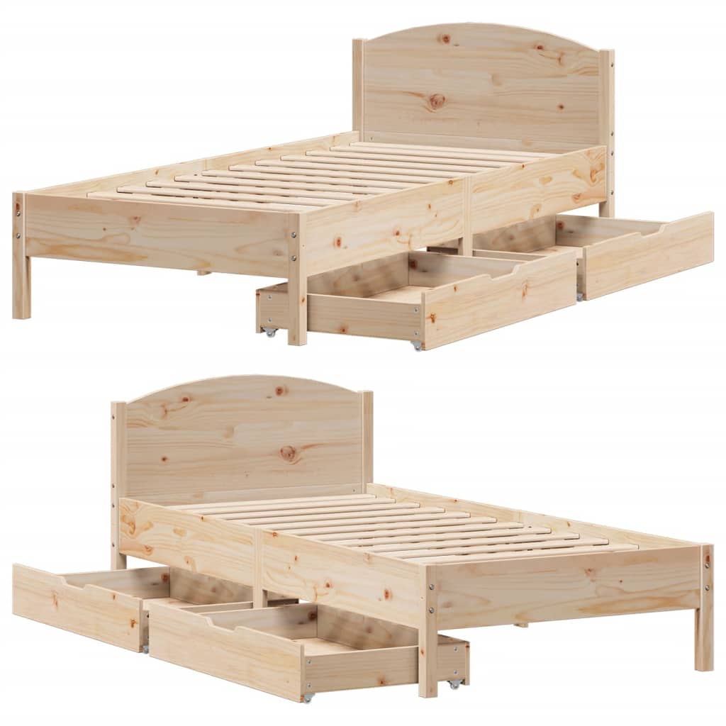 Cadre de lit sans matelas 100x200 cm bois massif de pin