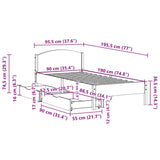 Bettgestell ohne Matratze, braunes Wachs, 90 x 190 cm, massives Kiefernholz