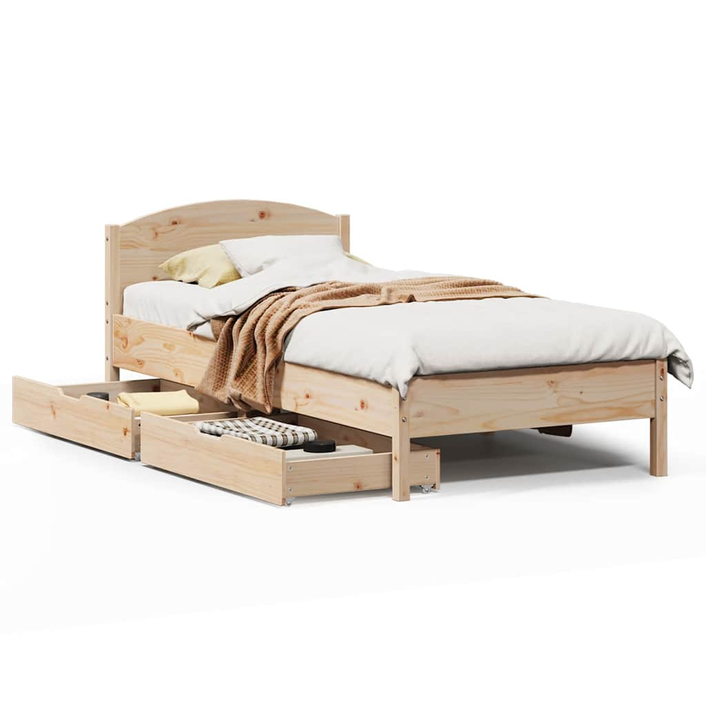 Cadre de lit sans matelas 75x190 cm bois de pin massif