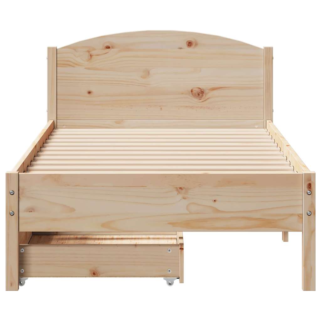 Cadre de lit sans matelas 75x190 cm bois de pin massif