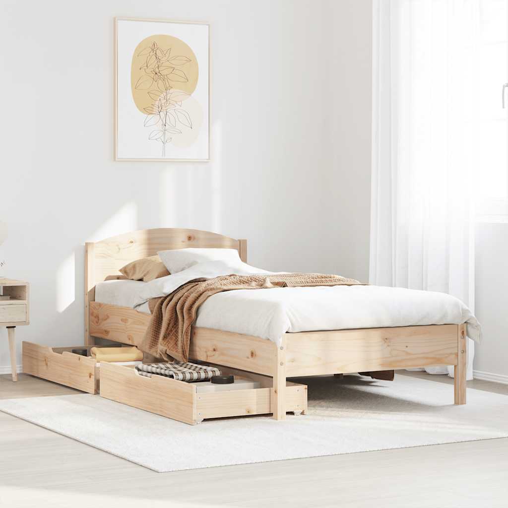 Cadre de lit sans matelas 75x190 cm bois de pin massif