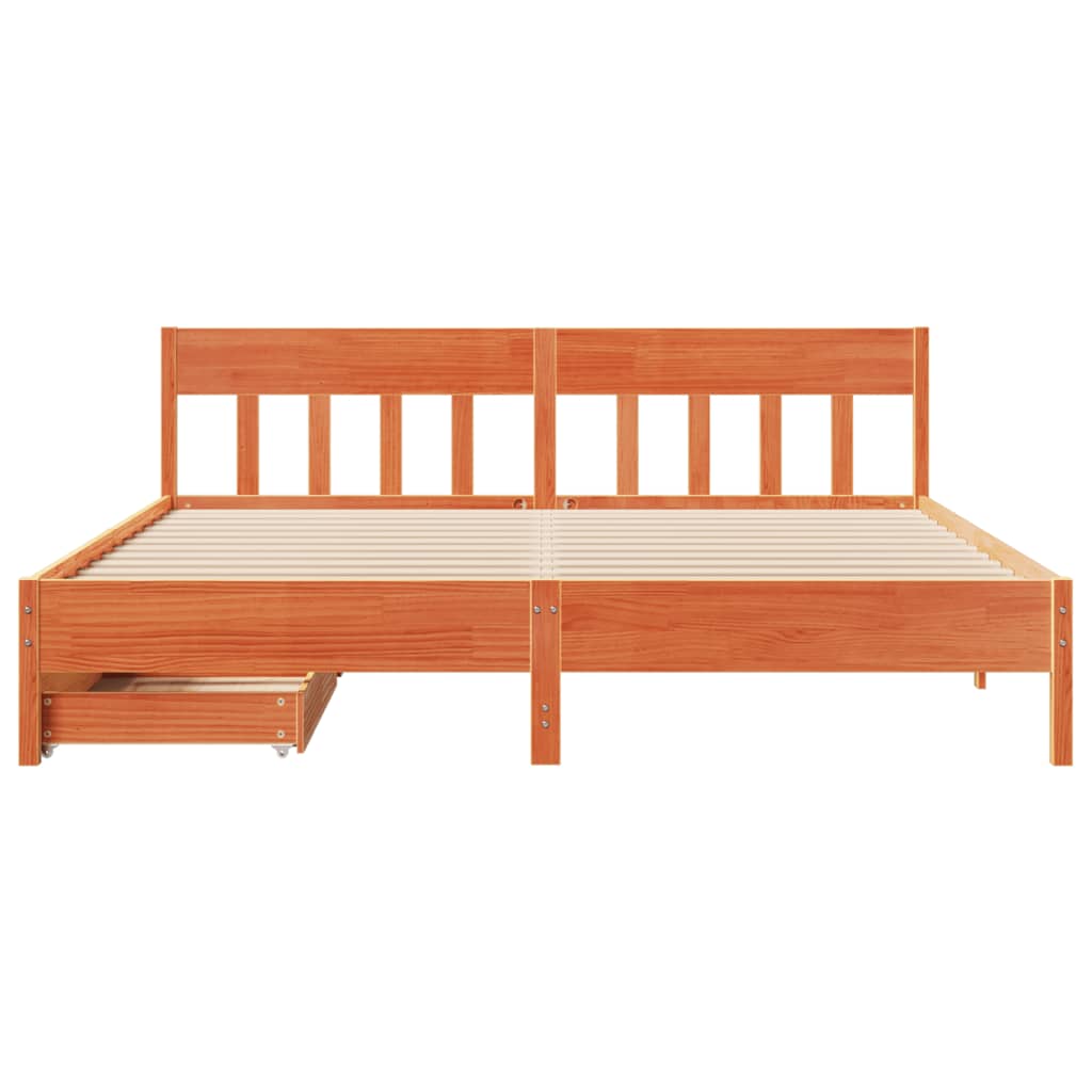 Cadre de lit sans matelas cire marron 200x200cm bois pin massif