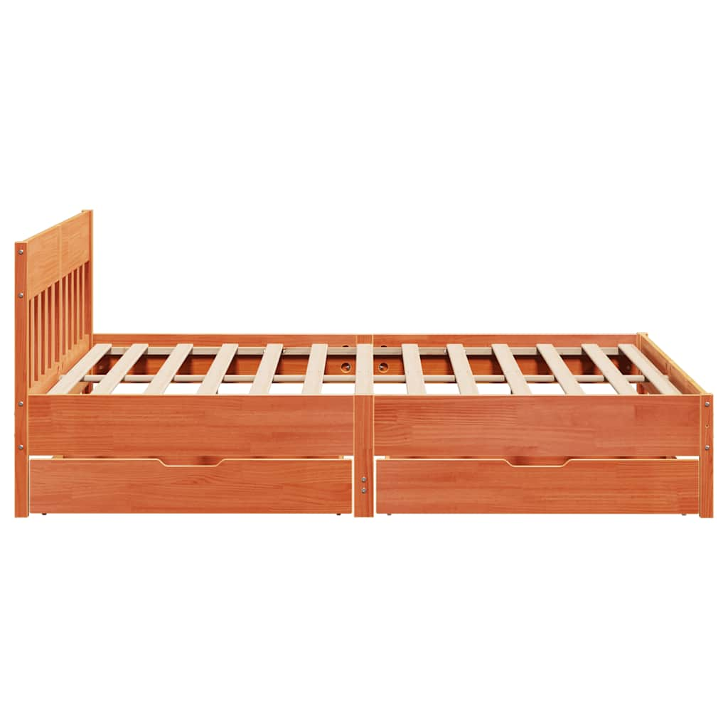 Cadre de lit sans matelas cire marron 200x200cm bois pin massif