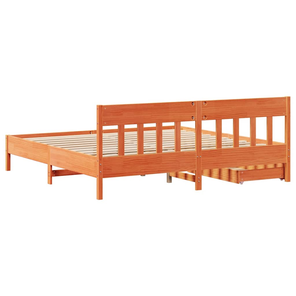 Cadre de lit sans matelas cire marron 200x200cm bois pin massif