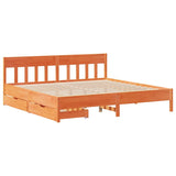 Bed frame without mattress brown wax 180x200cm solid pine wood