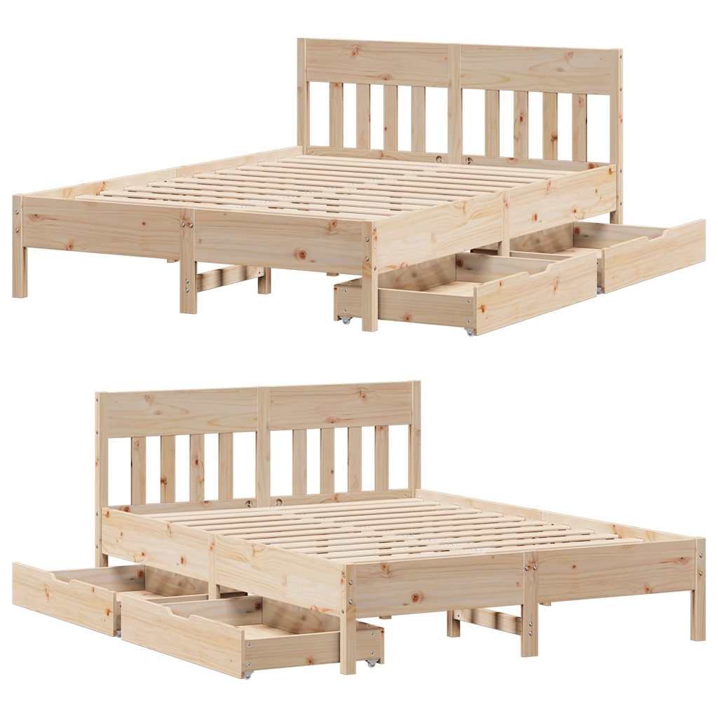 Bed frame without mattress 160x200 cm solid pine wood