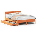 Cadre de lit sans matelas cire marron 160x200cm bois pin massif