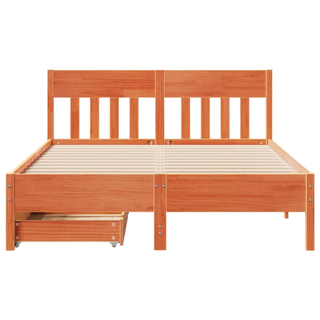 Cadre de lit sans matelas cire marron 160x200cm bois pin massif