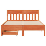 Cadre de lit sans matelas cire marron 160x200cm bois pin massif