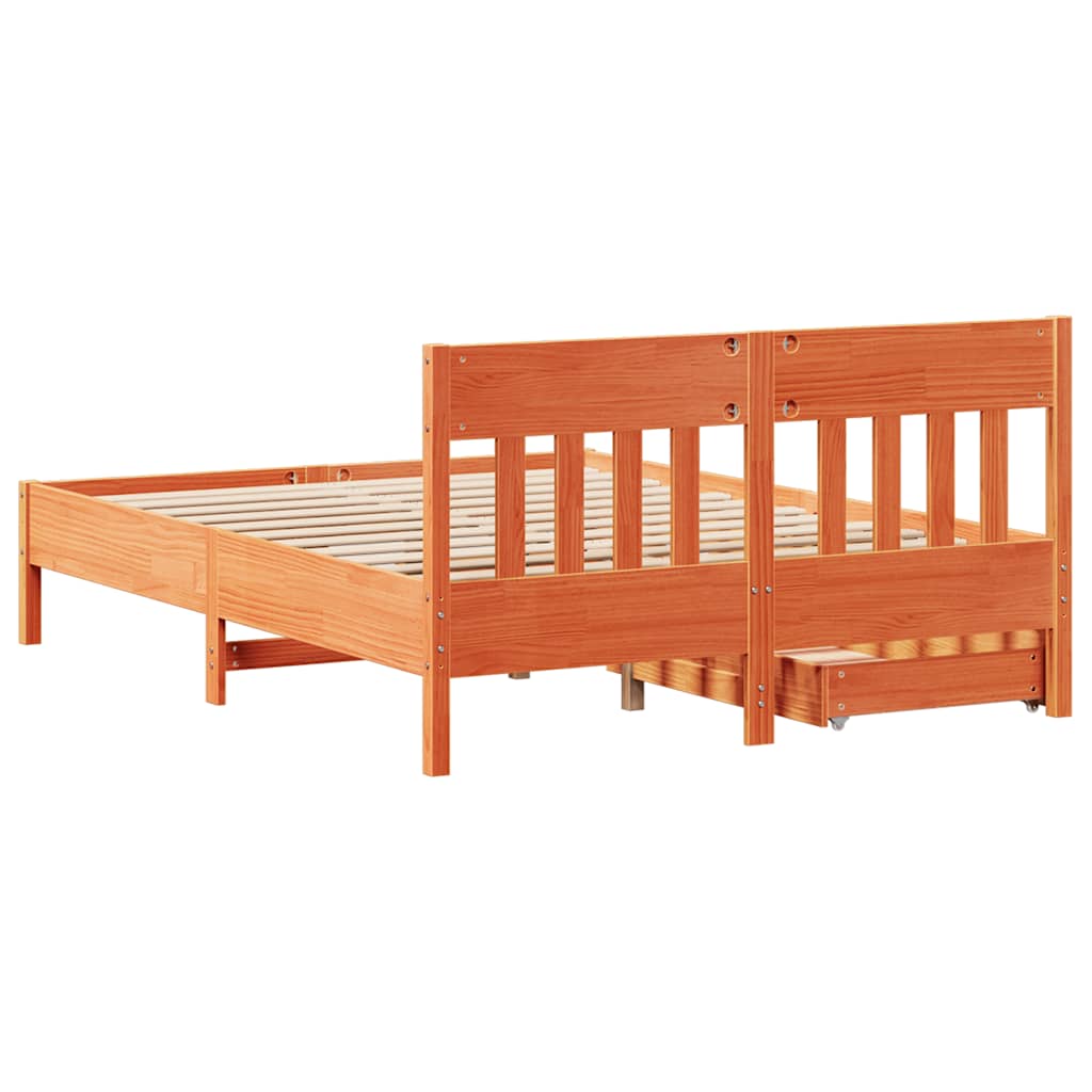 Cadre de lit sans matelas cire marron 160x200cm bois pin massif