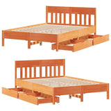 Cadre de lit sans matelas cire marron 160x200cm bois pin massif