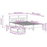 Bed frame without mattress 140x200 cm solid pine wood