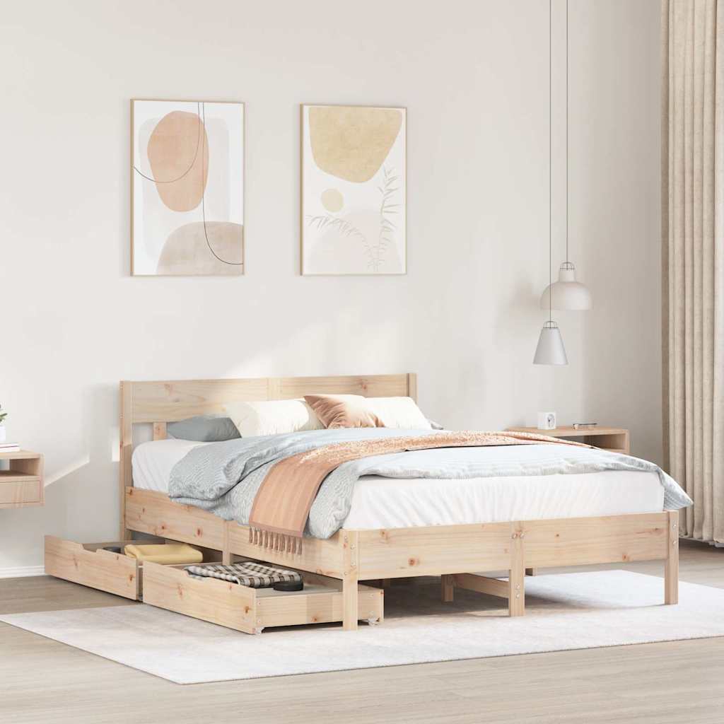 Bed frame without mattress 140x200 cm solid pine wood