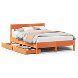 Cadre de lit sans matelas cire marron 120x200cm bois pin massif