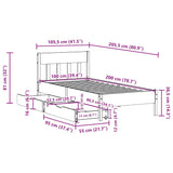 Bettgestell ohne Matratze, braunes Wachs, 100 x 200 cm, massives Kiefernholz