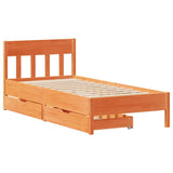 Cadre de lit sans matelas cire marron 90x200 cm bois pin massif