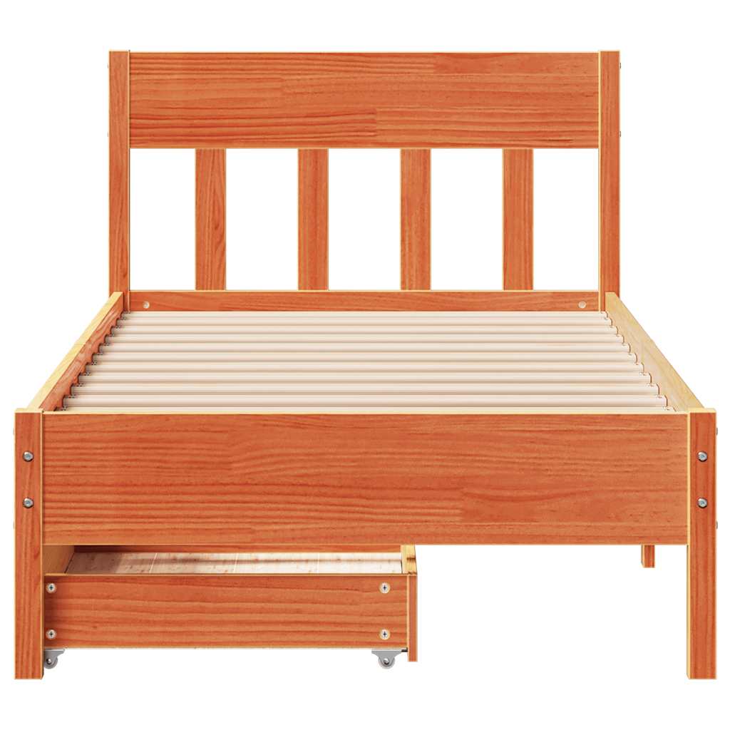 Cadre de lit sans matelas cire marron 90x190 cm bois pin massif