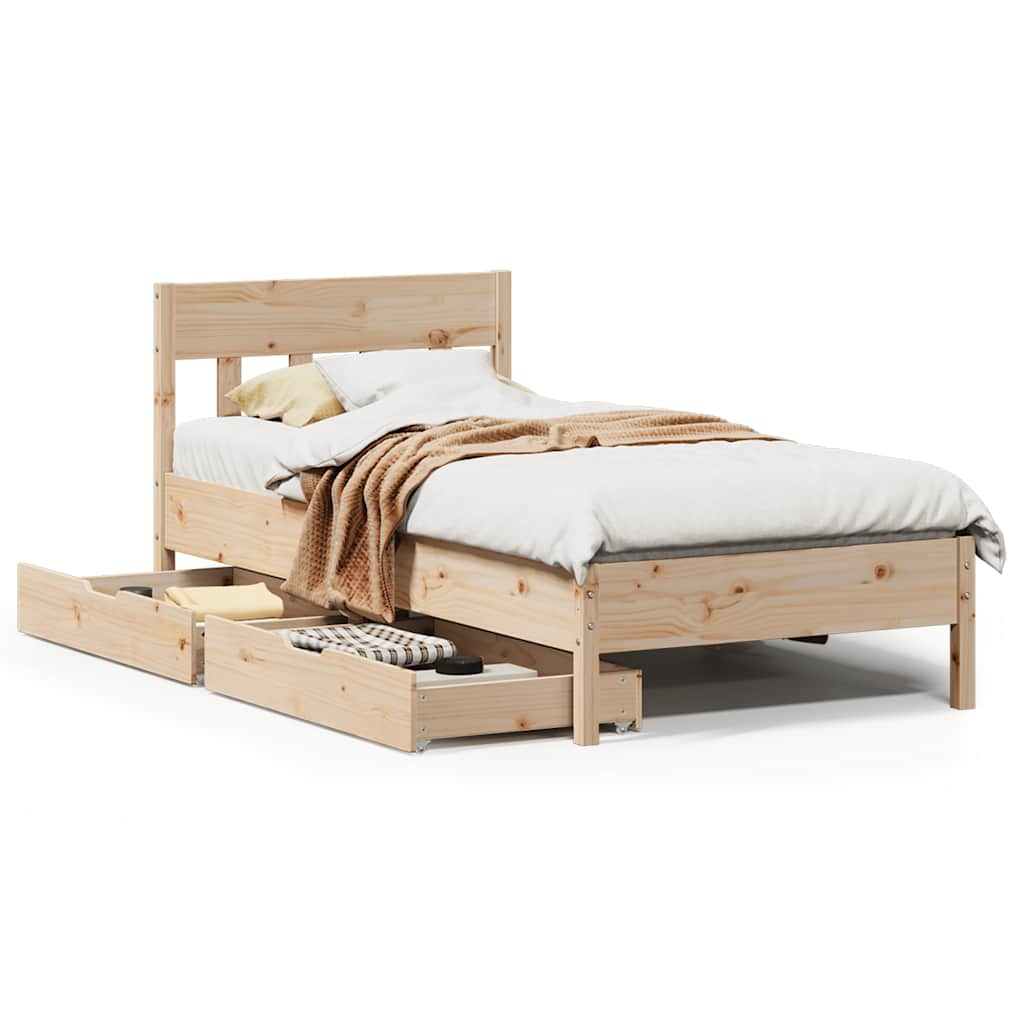 Cadre de lit sans matelas 75x190 cm bois de pin massif